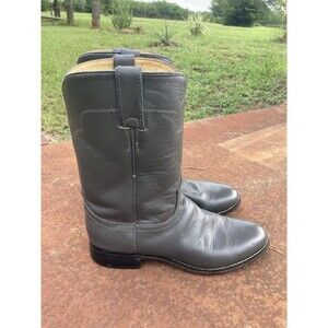 TONY LAMA Mens Boots 8.5 D Gray All Leather Ropers Cowboy Western 7703M Vintage